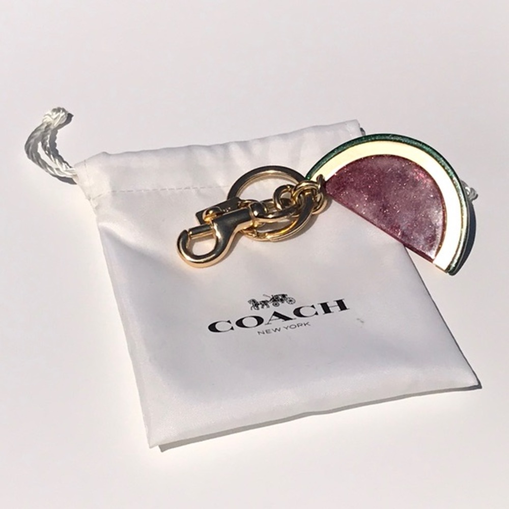 Coach authentic pink and green glittery watermelon keychain (with bag)